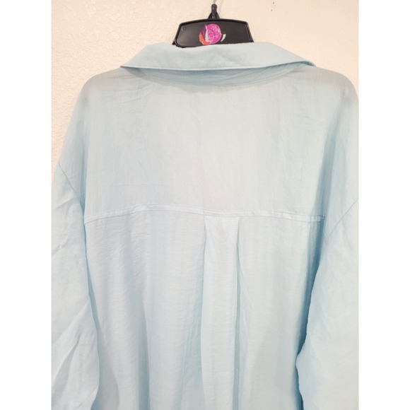 LILY STAR Women's Light Blue Button Down Shirt Top Oversized Plus Size 3X #21‎ - Picture 3 of 7